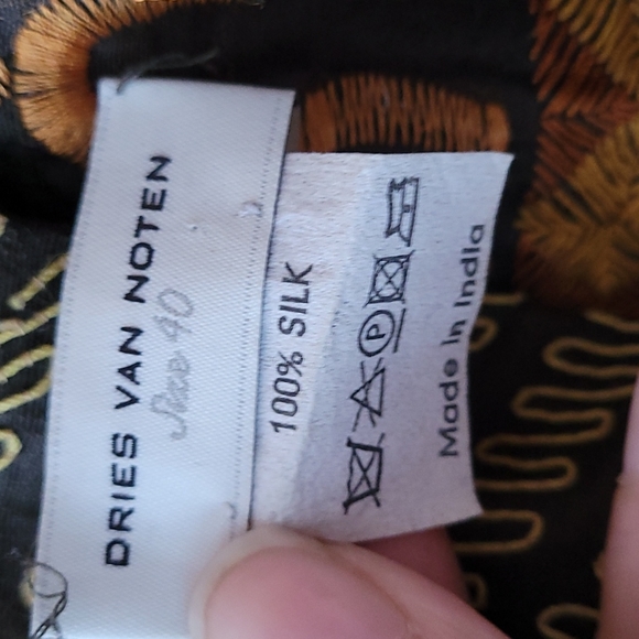 DRIES VAN NOTEN floral embroidered 100% silk midi skirt - Picture 9 of 11